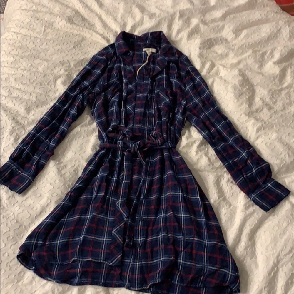Flannel belted dress